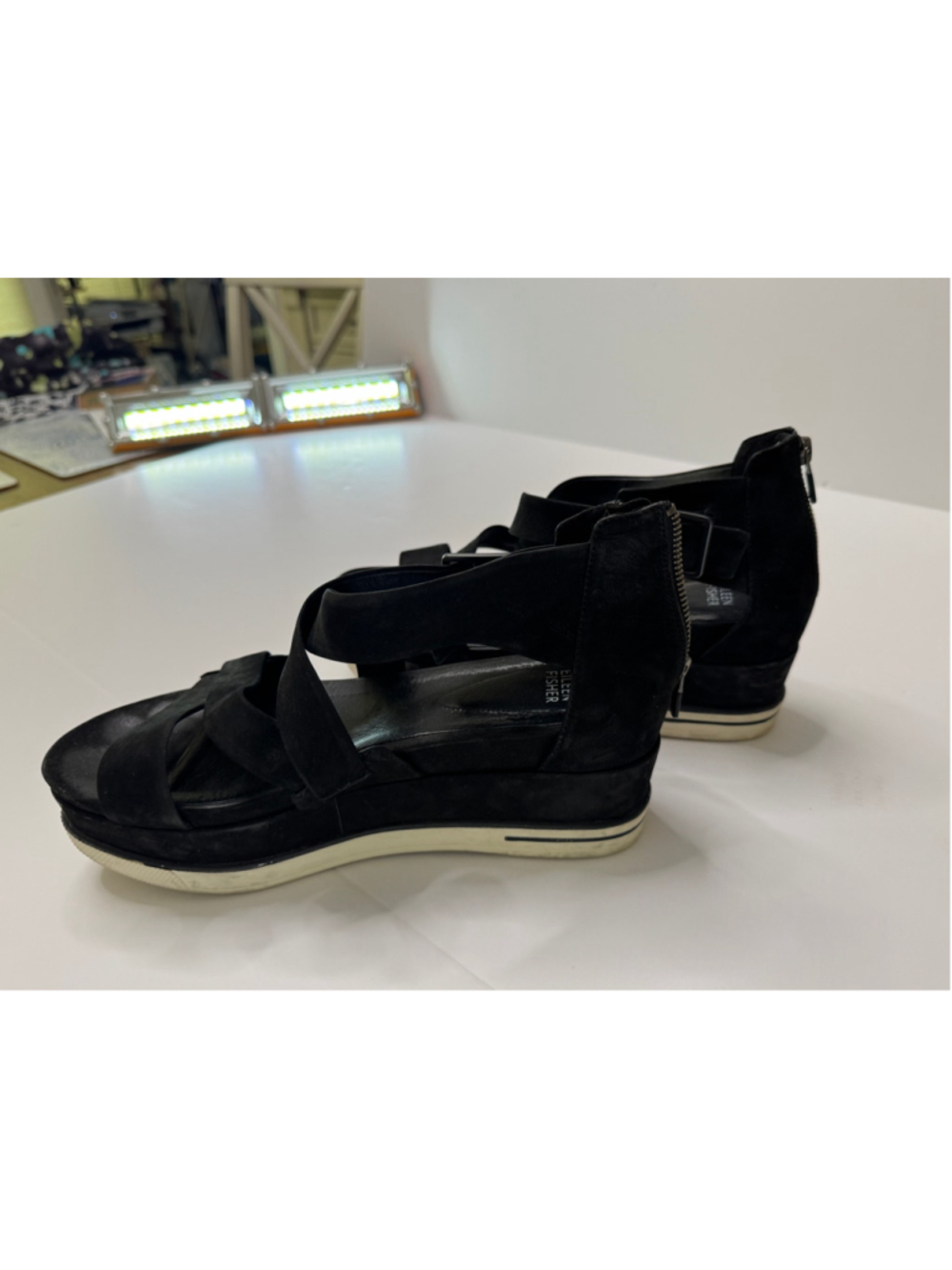Women's Eileen Fisher Black Platform Sandals Size 10